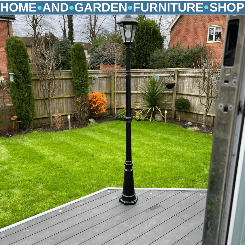 2.4m Solar Garden Lamp Post with LED Light PIR Motion Sensor and Aluminium Frame - Home and Garden Furniture Shop - rustic - furniture