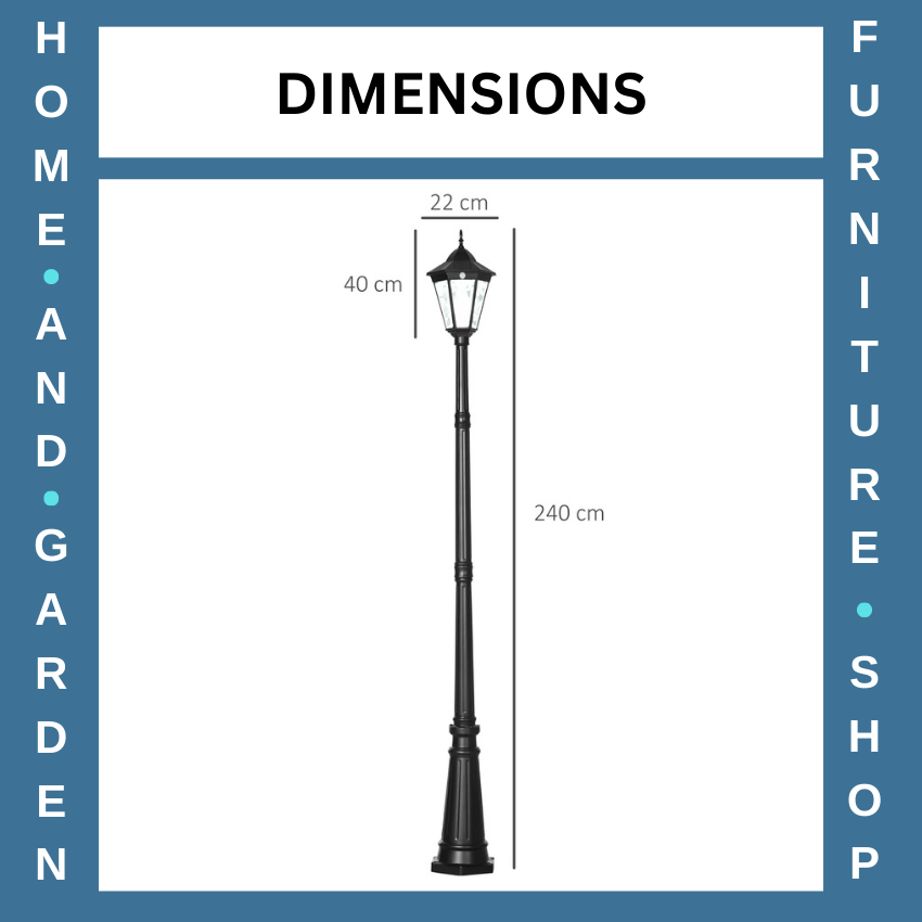 2.4m Solar Garden Lamp Post with LED Light PIR Motion Sensor and Aluminium Frame - Home and Garden Furniture Shop - rustic - furniture