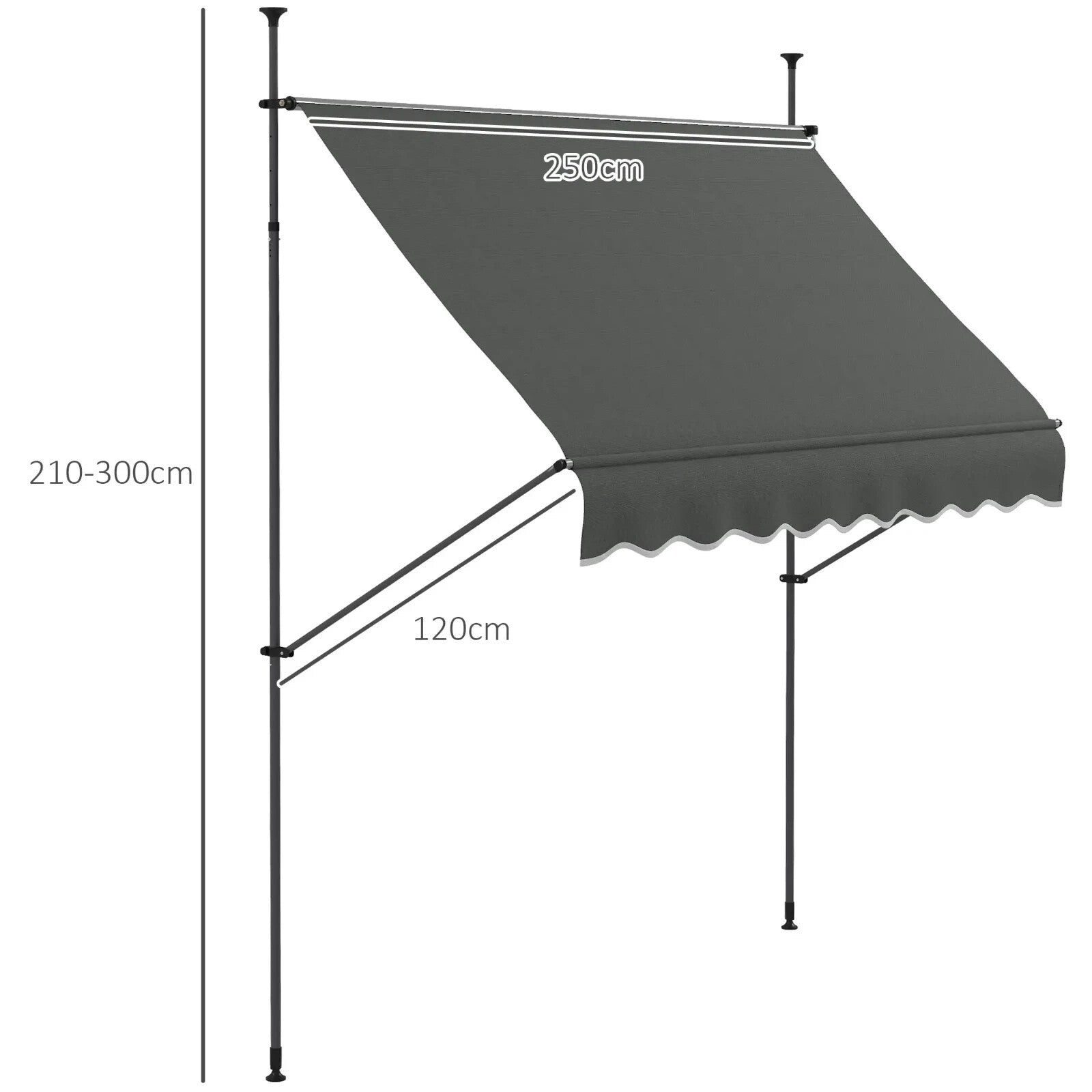 2.5 x 1.2m Retractable Free Standing Awning UV Resistant Patio Door Sun Shade - Home and Garden Furniture Shop - rustic - furniture