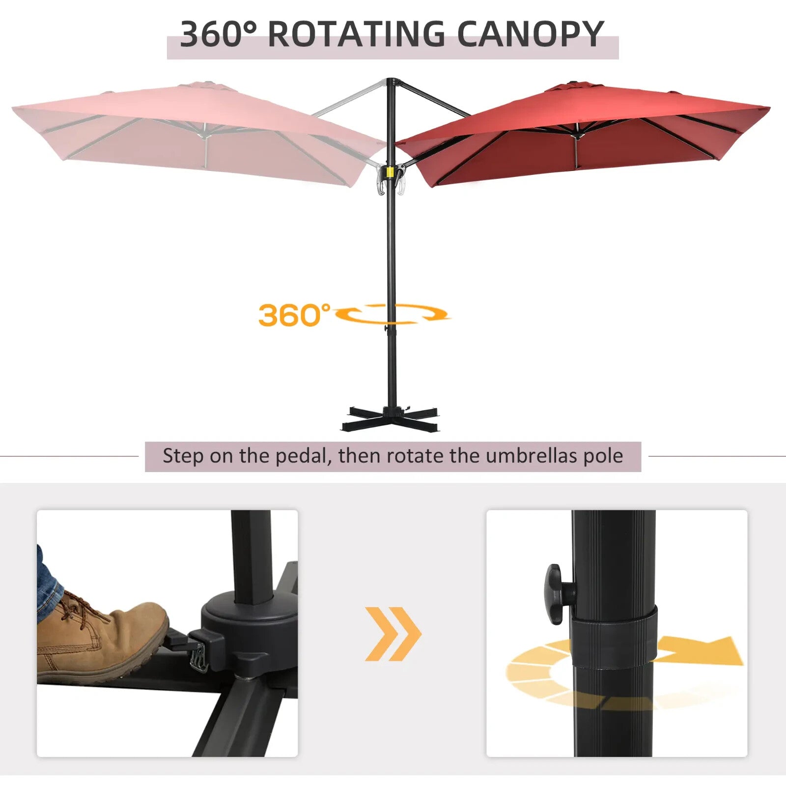 2.5 x 2.5m Cantilever Offset Garden Parasol with 360 Rotation & Aluminium Frame - Home and Garden Furniture Shop - rustic - furniture