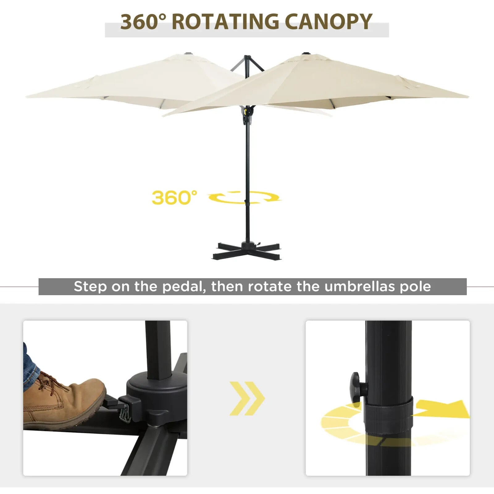 2.5 x 2.5m Cantilever Offset Parasol Umbrella w/ 360 Rotation & Aluminium Frame - Home and Garden Furniture Shop - rustic - furniture