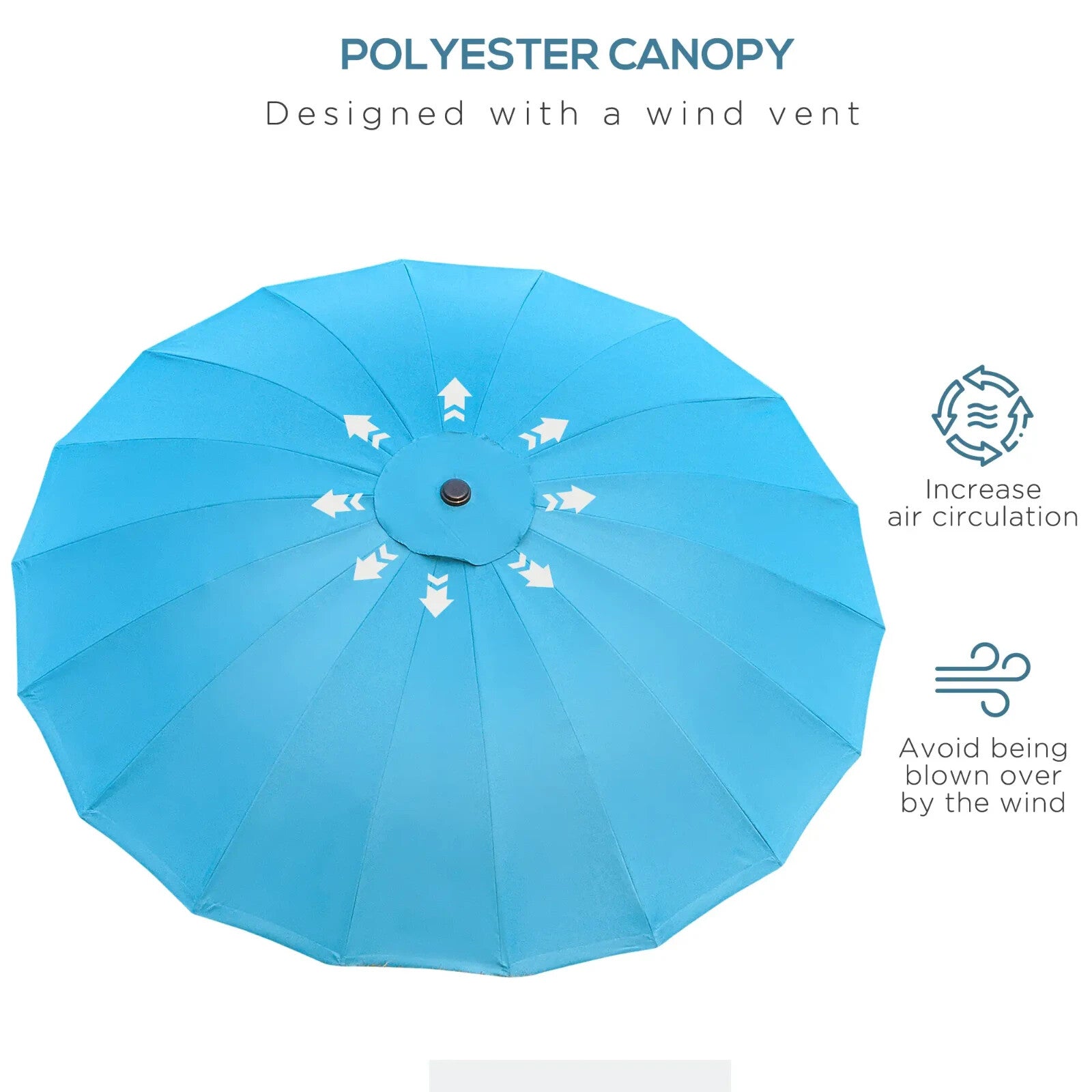 255cm Garden Parasol w/ 18 Ribs Tilt and Crank Outdoor Sunshade Patio Umbrella - Home and Garden Furniture Shop - rustic - furniture