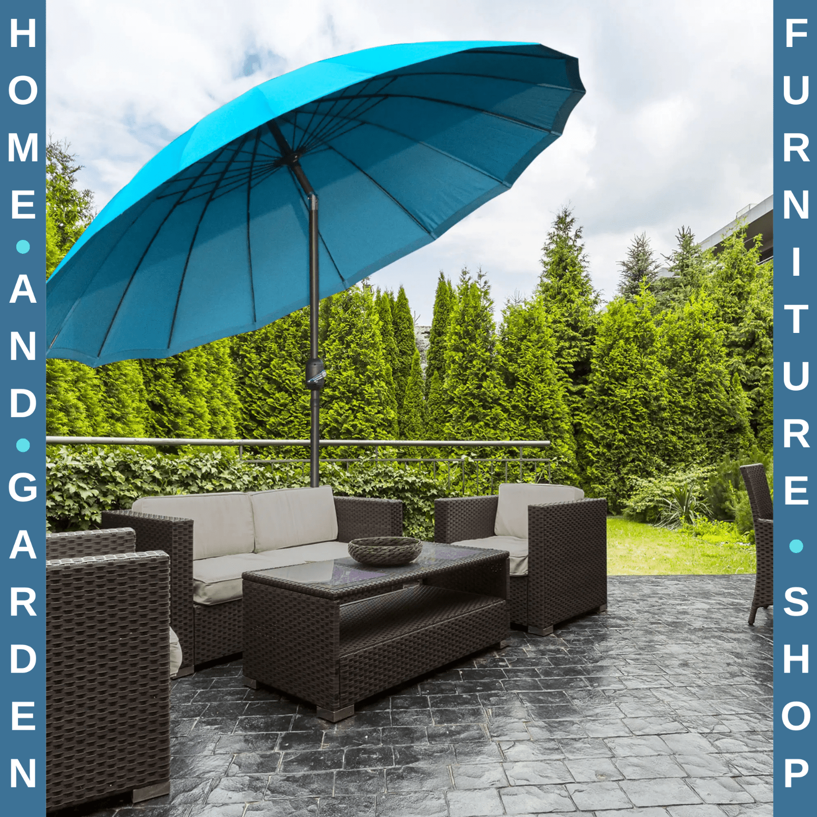 255cm Garden Parasol w/ 18 Ribs Tilt and Crank Outdoor Sunshade Patio Umbrella - Home and Garden Furniture Shop - rustic - furniture