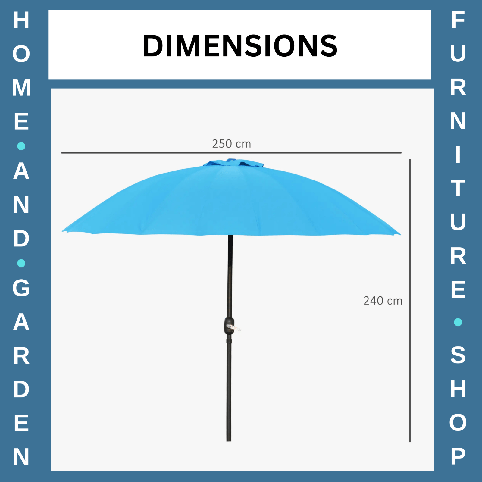 255cm Garden Parasol w/ 18 Ribs Tilt and Crank Outdoor Sunshade Patio Umbrella - Home and Garden Furniture Shop - rustic - furniture