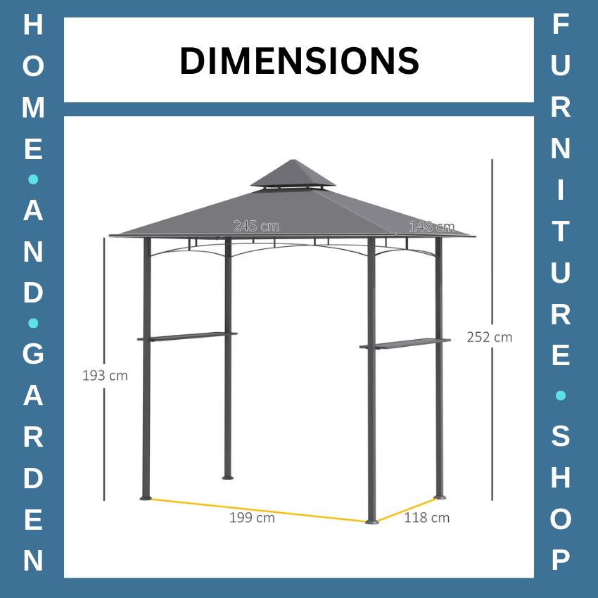 2.5m BBQ Gazebo with Double Tier Canopy Grill Shelter Outdoor Patio Tent – Grey - Home and Garden Furniture Shop - rustic - furniture