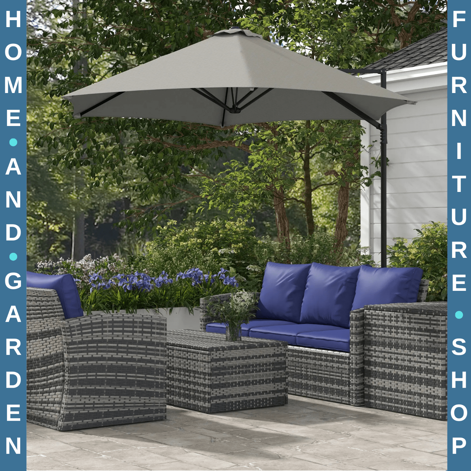 2.5m Garden Cantilever Parasol Offset Umbrella Hanging Sun Shade Canopy Shelter - Home and Garden Furniture Shop - rustic - furniture