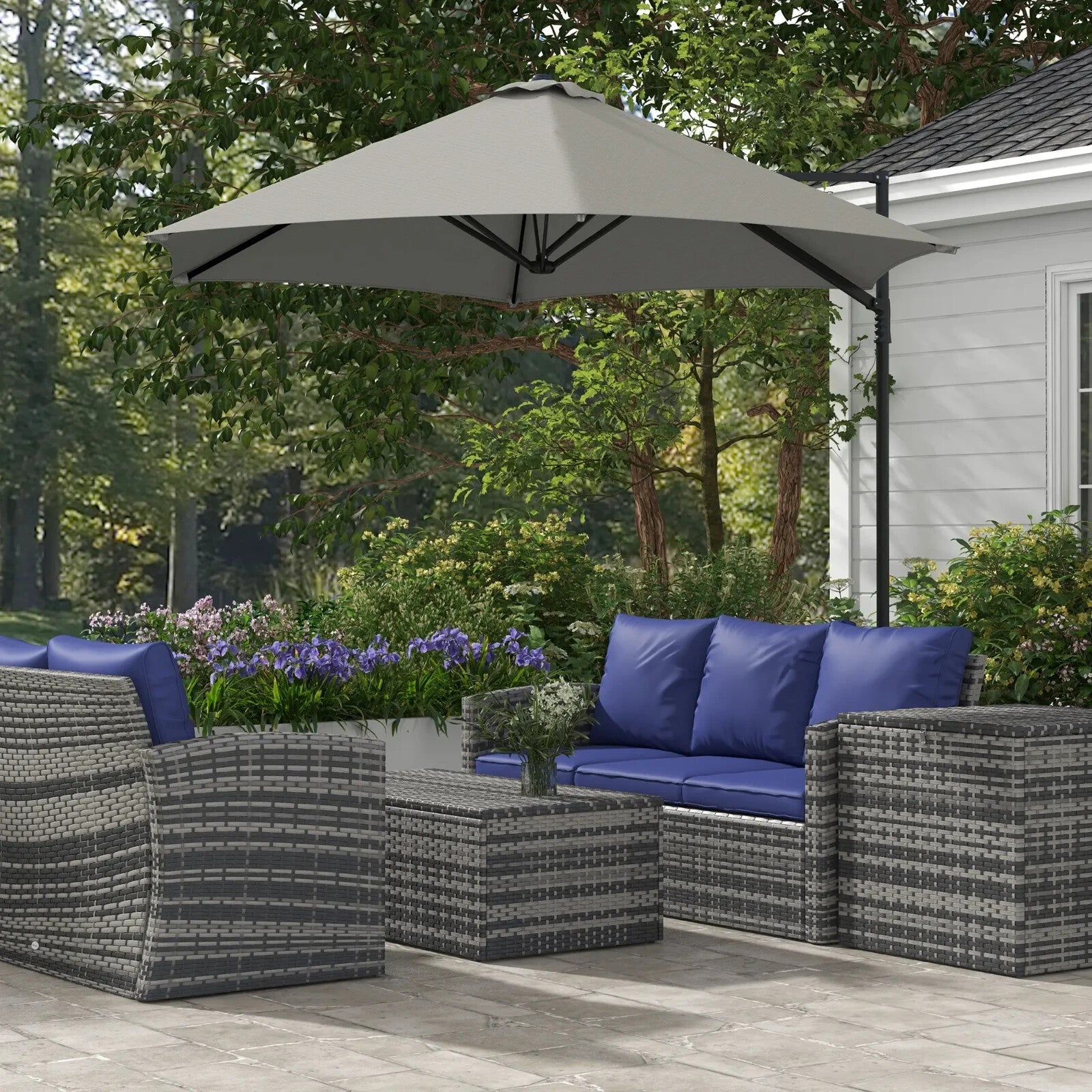 2.5m Garden Cantilever Parasol Offset Umbrella Hanging Sun Shade Canopy Shelter - Home and Garden Furniture Shop - rustic - furniture