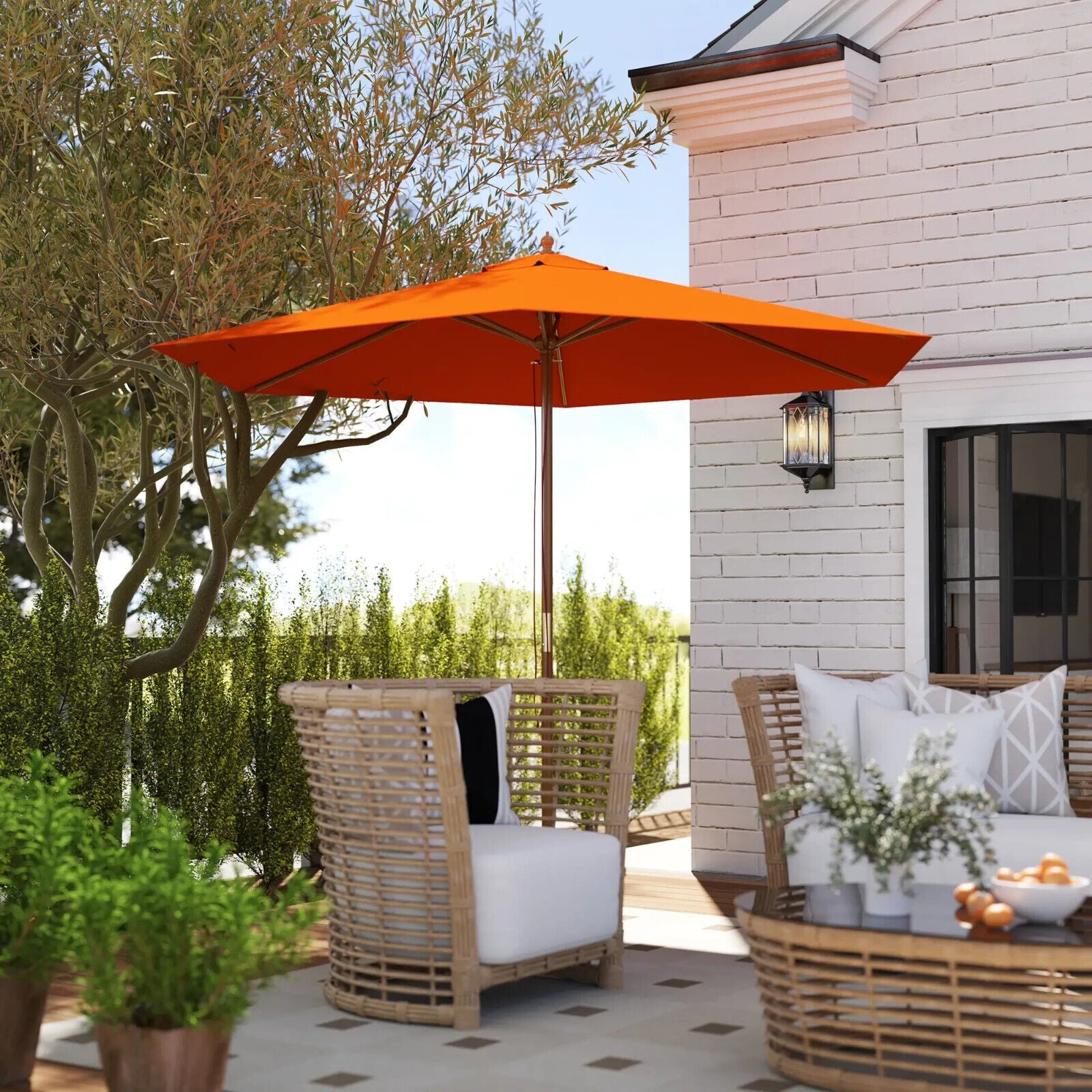 2.5m Wooden Garden Parasol Sun Shade - Outdoor Umbrella Canopy for Patio - Home and Garden Furniture Shop - #rustic - furniture#