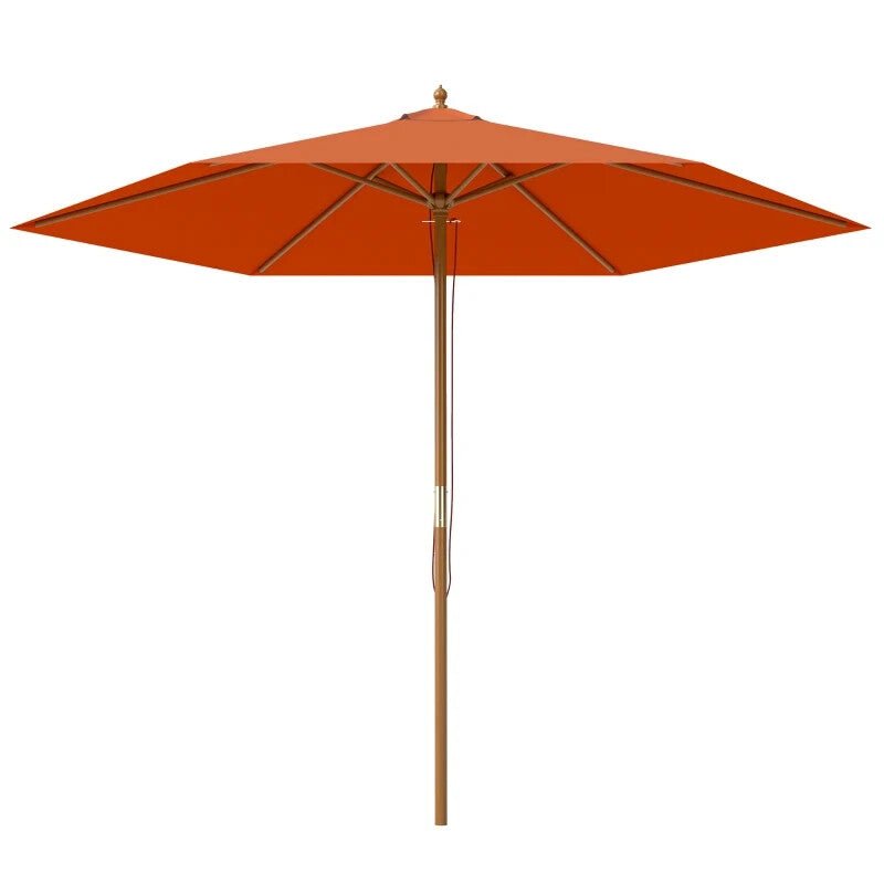 2.5m Wooden Garden Parasol Sun Shade - Outdoor Umbrella Canopy for Patio - Home and Garden Furniture Shop - rustic - furniture