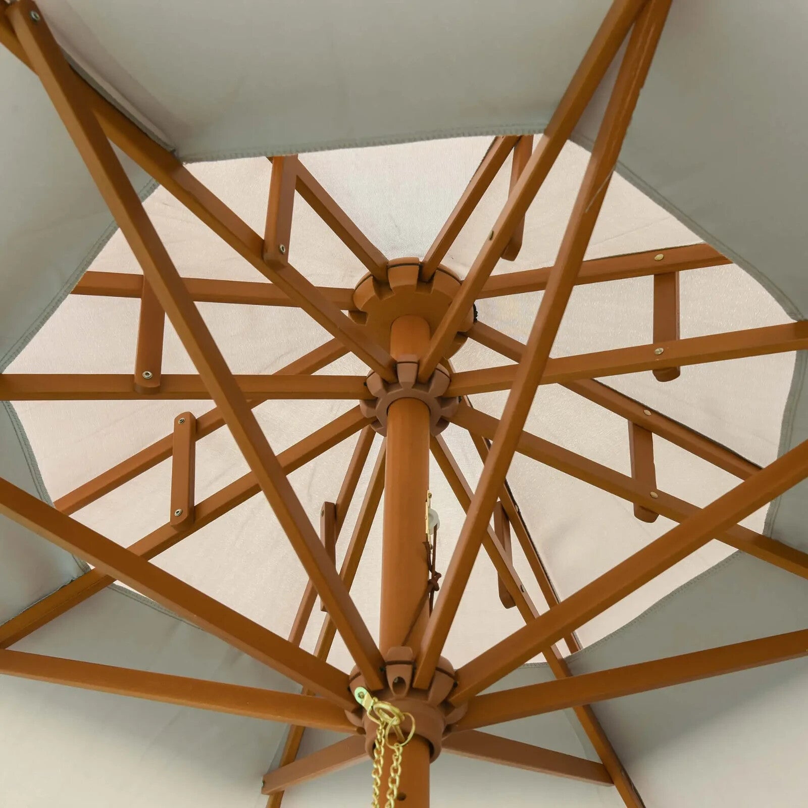 2.7 m Double Tier Wooden Garden Parasol Outdoor Patio Sun Umbrella for Shade - Home and Garden Furniture Shop - rustic - furniture