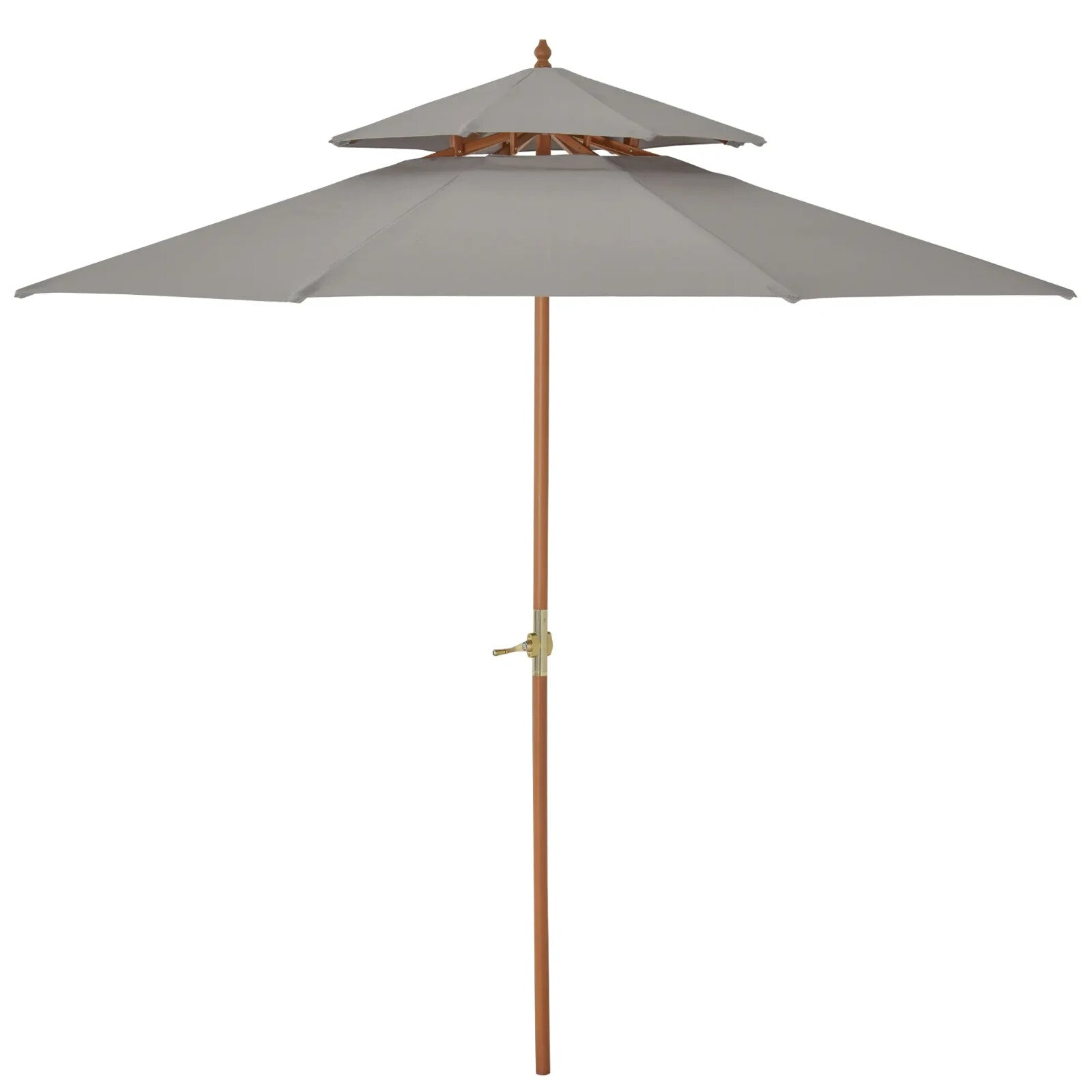 2.7 m Double Tier Wooden Garden Parasol Outdoor Patio Sun Umbrella for Shade - Home and Garden Furniture Shop - rustic - furniture