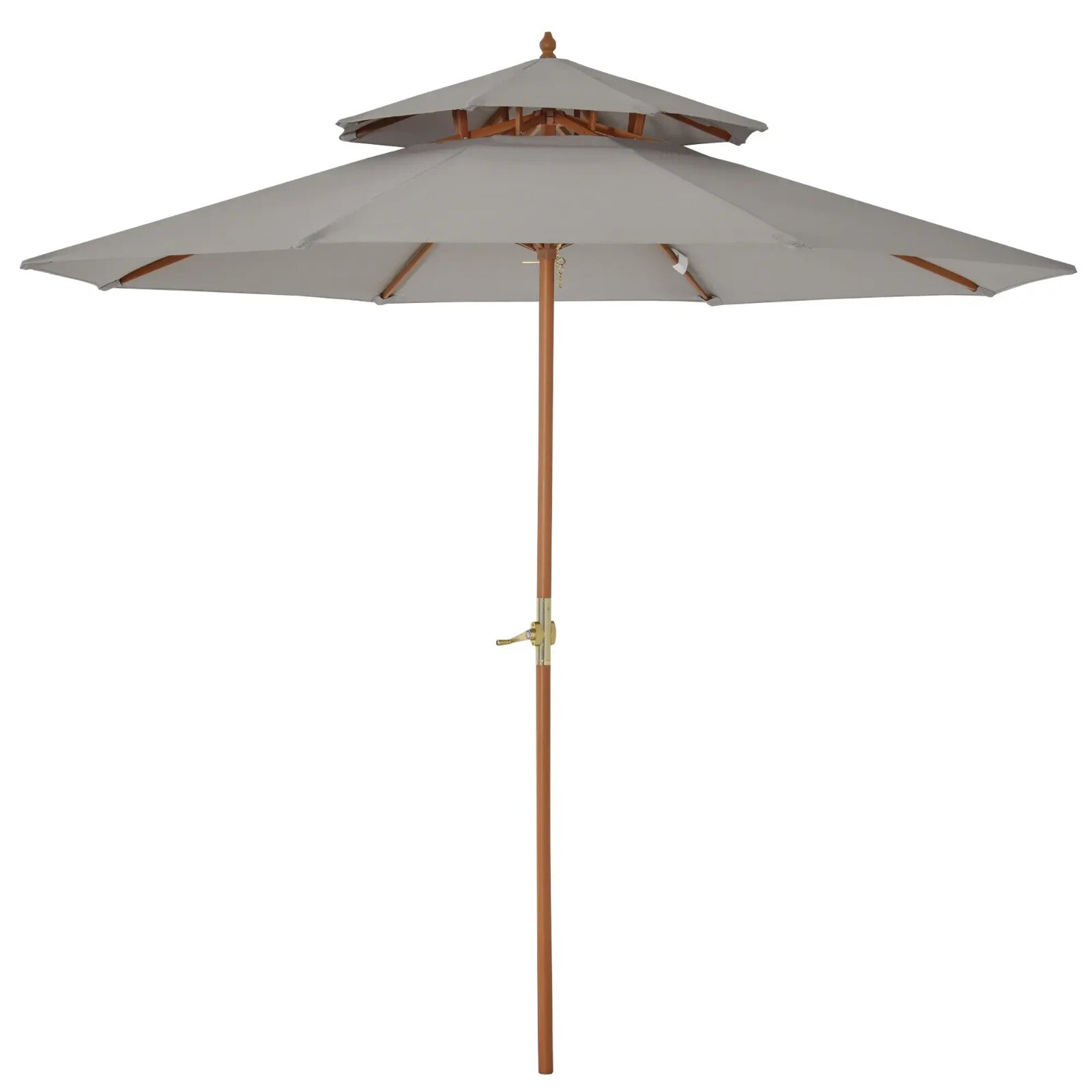 2.7 m Double Tier Wooden Garden Parasol Outdoor Patio Sun Umbrella for Shade - Home and Garden Furniture Shop - rustic - furniture