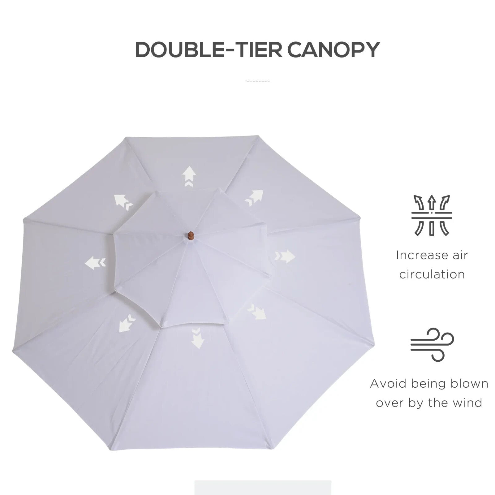 2.7m Double Tier Garden Parasol Bamboo Patio Umbrella Outdoor Sunshade Canopy - Home and Garden Furniture Shop - rustic - furniture