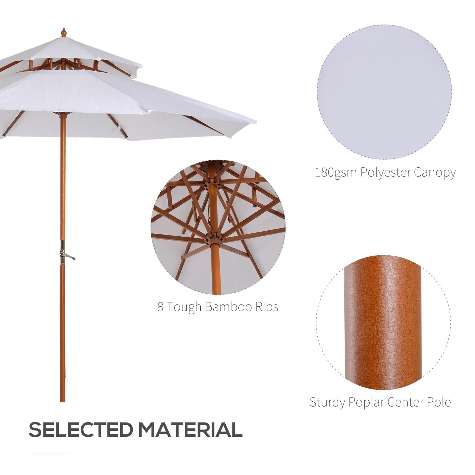 2.7m Double Tier Garden Parasol Bamboo Patio Umbrella Outdoor Sunshade Canopy - Home and Garden Furniture Shop - rustic - furniture