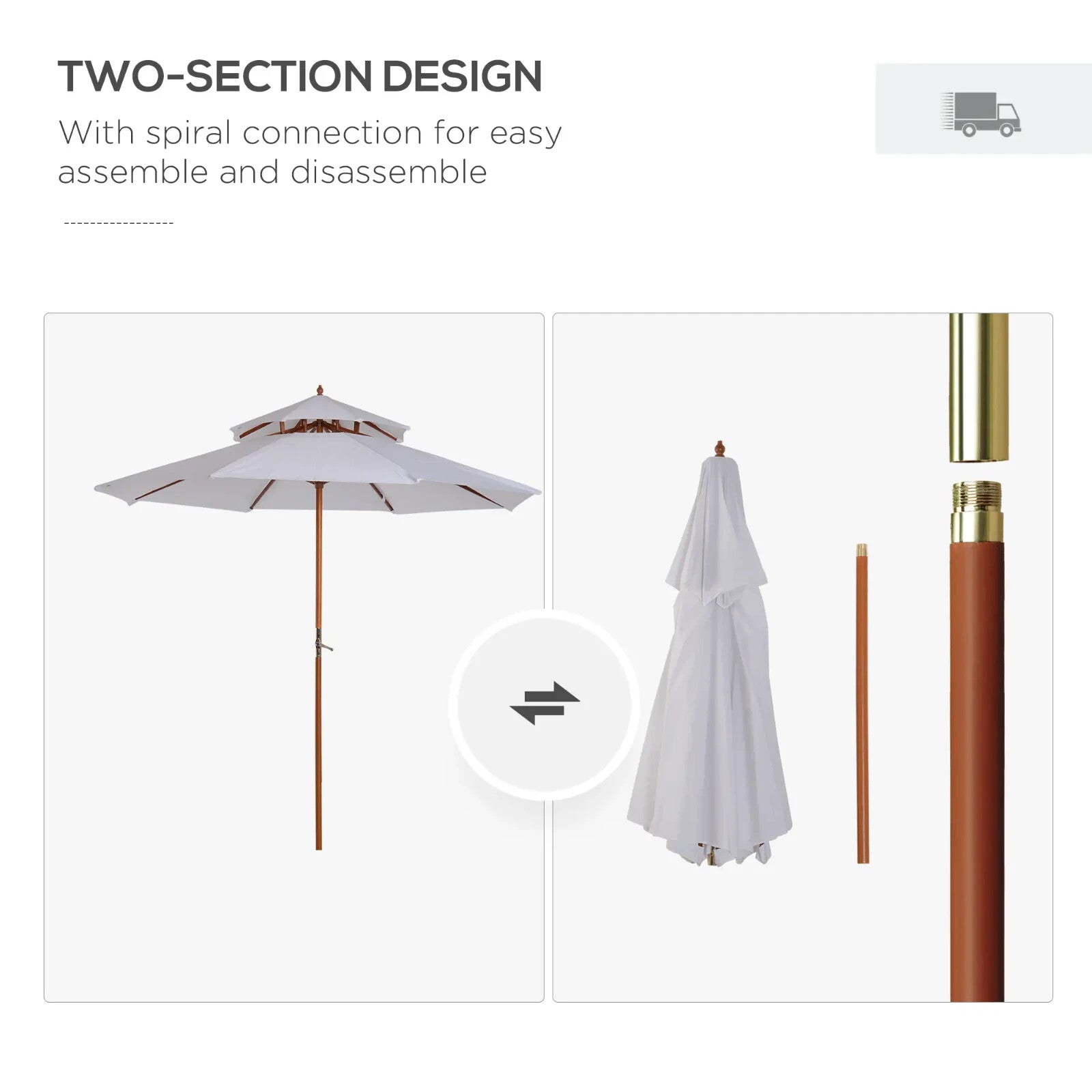 2.7m Double Tier Garden Parasol Bamboo Patio Umbrella Outdoor Sunshade Canopy - Home and Garden Furniture Shop - rustic - furniture