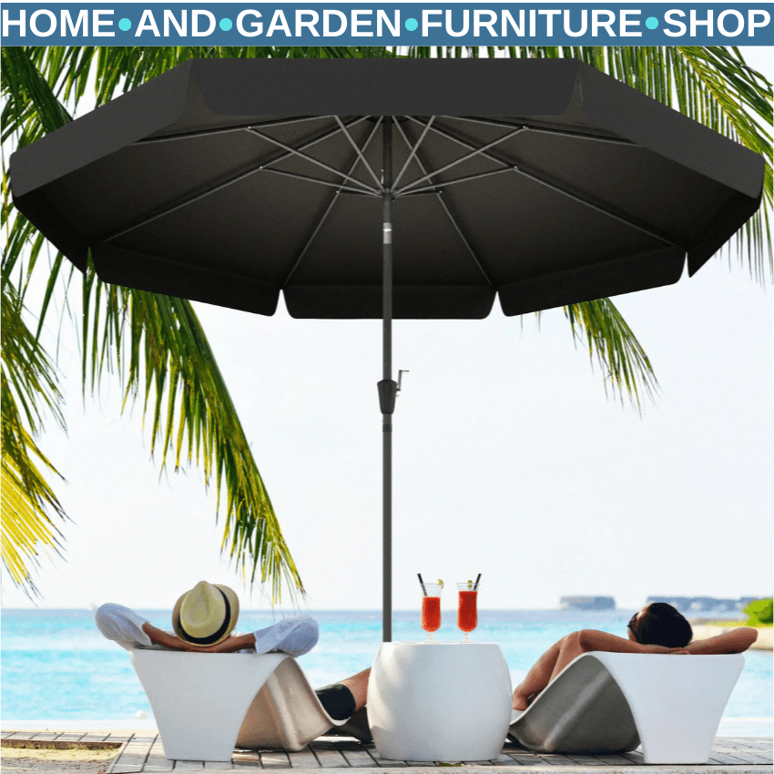 2.7m Garden Parasol Outdoor Sun Shade Table Umbrella with Tilt Crank and Ruffles - Home and Garden Furniture Shop - rustic - furniture