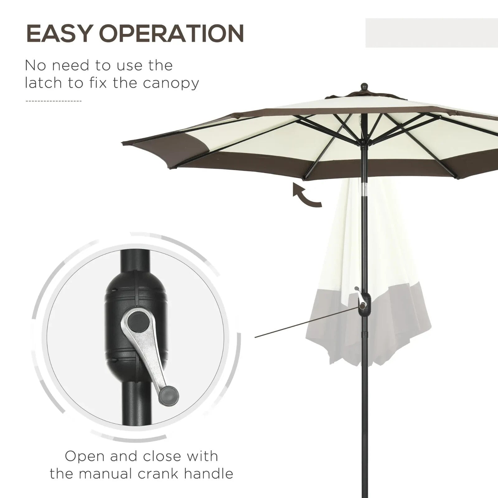 2.7m Garden Parasol Umbrella with Tilt Crank and 8 Ribs for Patio or Beach Use - Home and Garden Furniture Shop - rustic - furniture