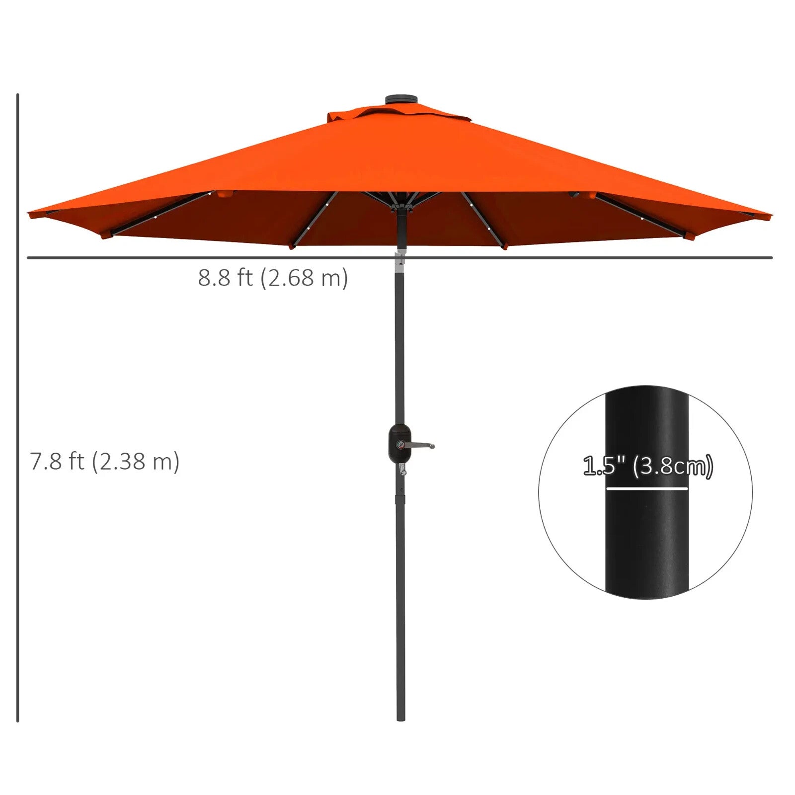 2.7m Patio Garden Parasol Umbrella with Tilt Crank and 24 LED Lights Outdoor Use - Home and Garden Furniture Shop - rustic - furniture