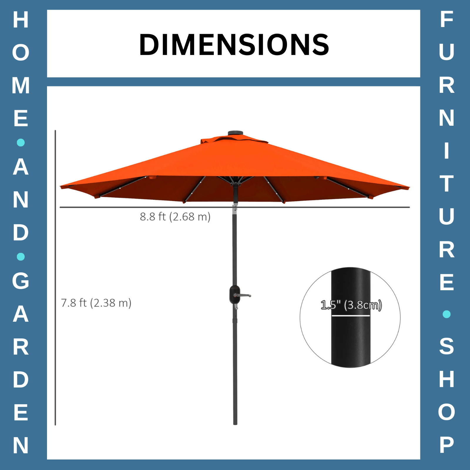 2.7m Patio Garden Parasol Umbrella with Tilt Crank and 24 LED Lights Outdoor Use - Home and Garden Furniture Shop - rustic - furniture