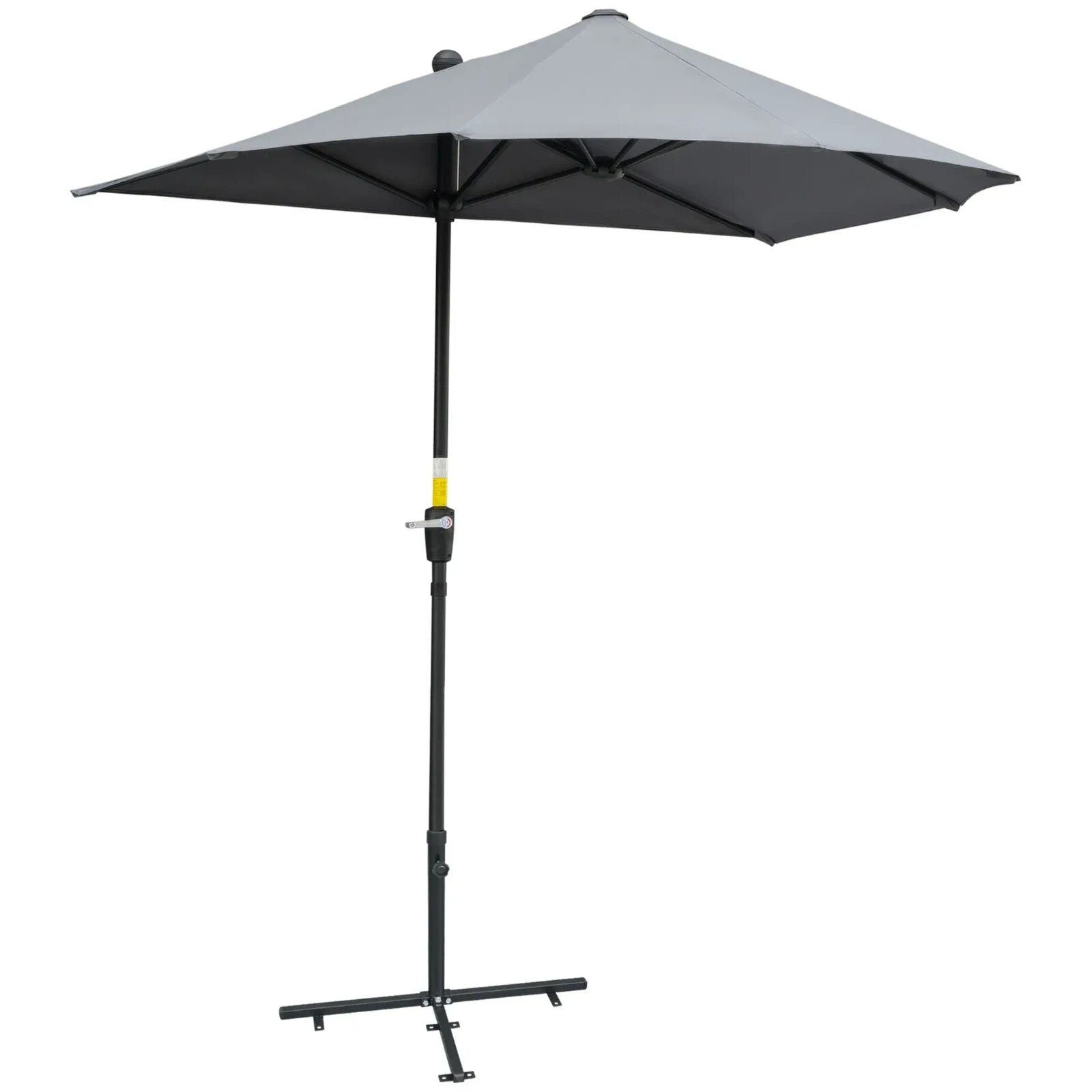 2m Half Garden Balcony Parasol with Crank Handle Double Canopy and Base Stand - Home and Garden Furniture Shop - rustic - furniture