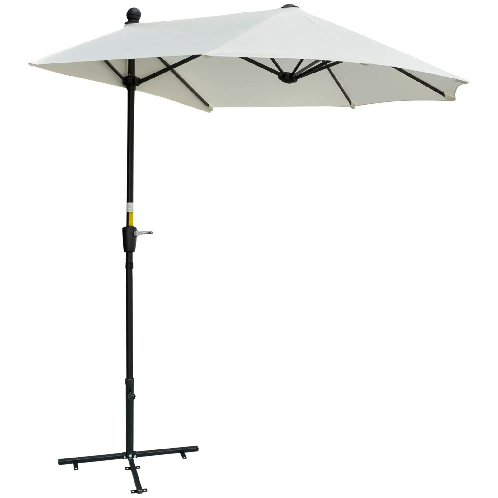2m Half Parasol Garden Balcony Umbrella with Crank Handle and Base Stand White - Home and Garden Furniture Shop - rustic - furniture