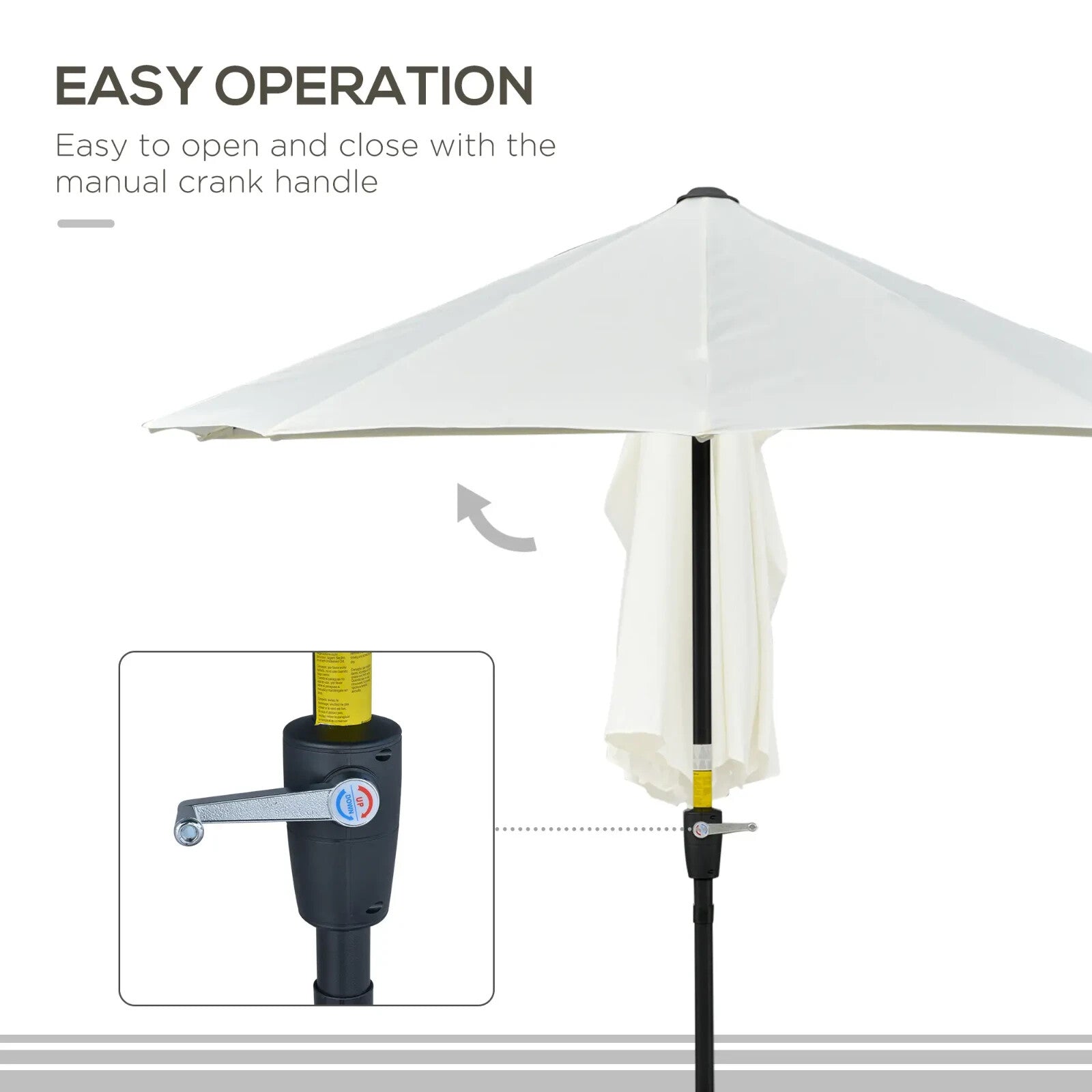 2m Half Parasol Garden Balcony Umbrella with Crank Handle and Base Stand White - Home and Garden Furniture Shop - rustic - furniture