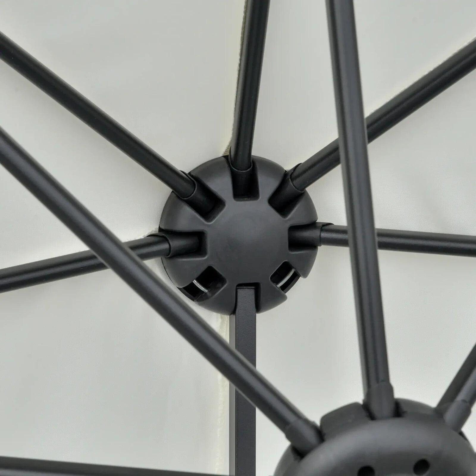 2m Half Parasol Garden Balcony Umbrella with Crank Handle and Base Stand White - Home and Garden Furniture Shop - rustic - furniture