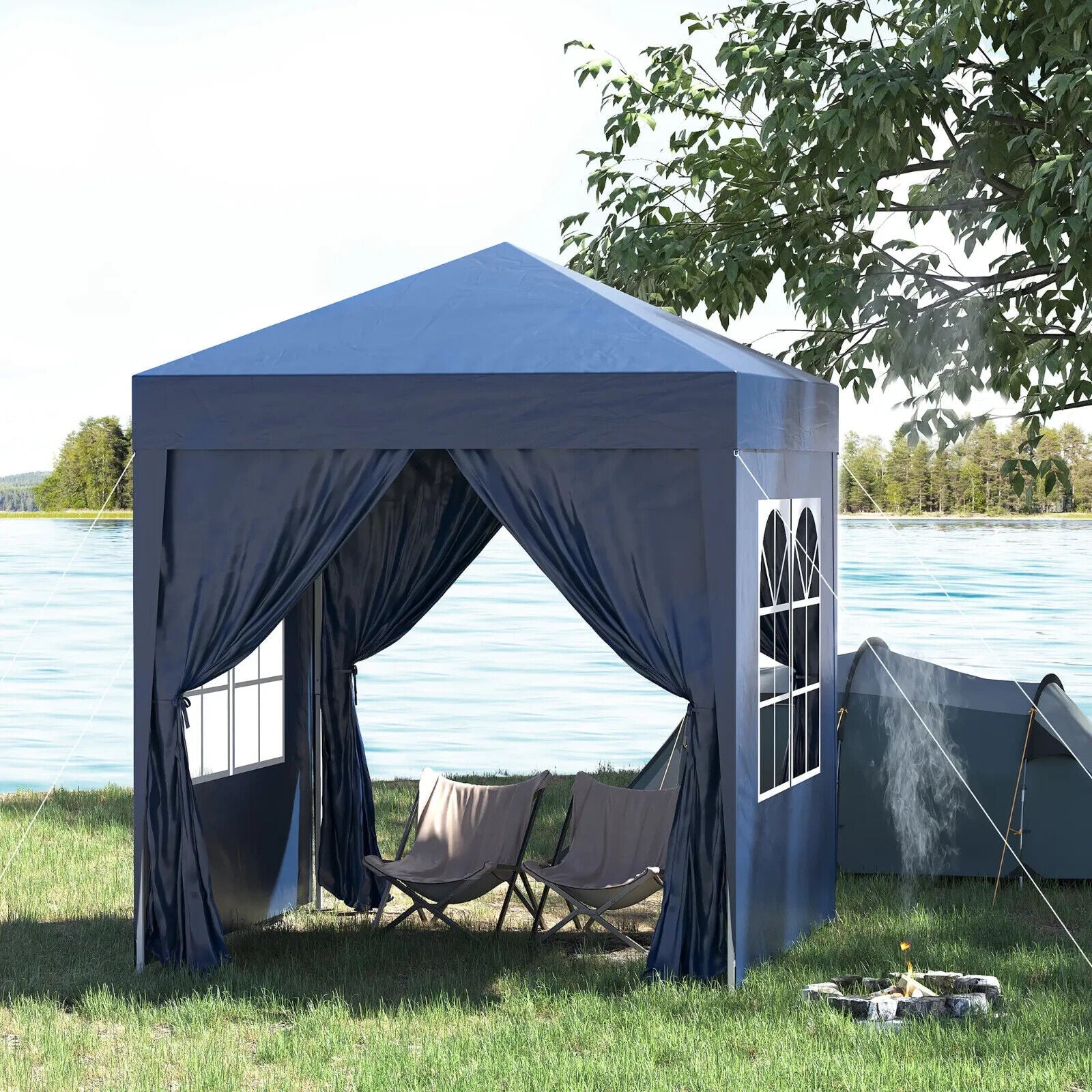 2m x 2m Garden Gazebo Heavy Duty Pop Up Marquee Party Tent Canopy Blue - Home and Garden Furniture Shop - #rustic - furniture#