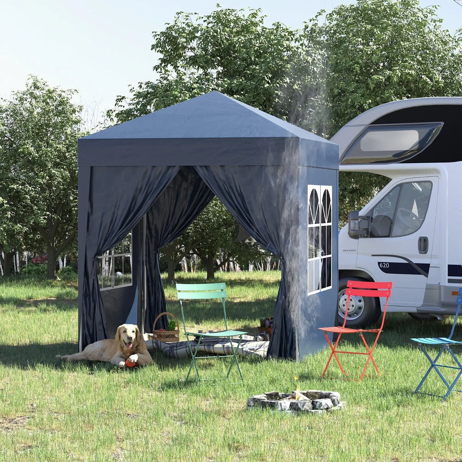 2m x 2m Garden Gazebo Heavy Duty Pop Up Marquee Party Tent Canopy Blue - Home and Garden Furniture Shop - #rustic - furniture#