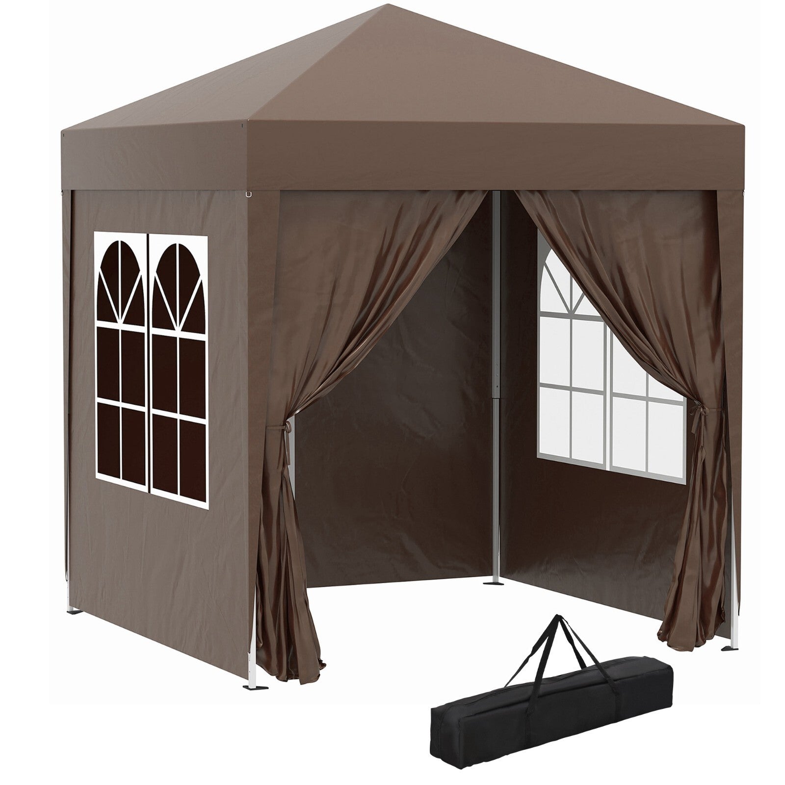 2m x 2m Pop Up Gazebo Party Tent Canopy with Doors Windows and Carry Bag Outdoor - Home and Garden Furniture Shop - rustic - furniture
