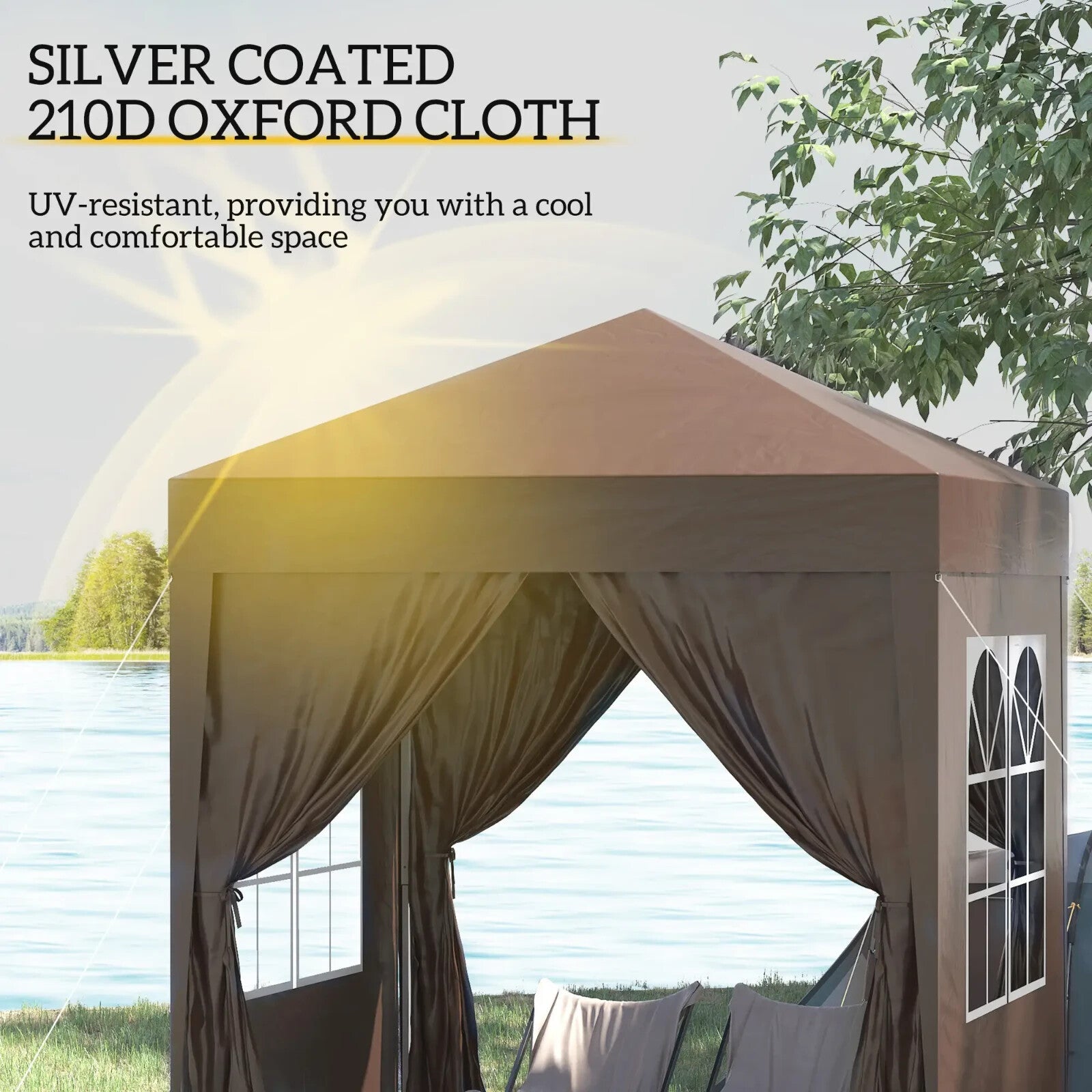 2m x 2m Pop Up Gazebo Party Tent Canopy with Doors Windows and Carry Bag Outdoor - Home and Garden Furniture Shop - rustic - furniture