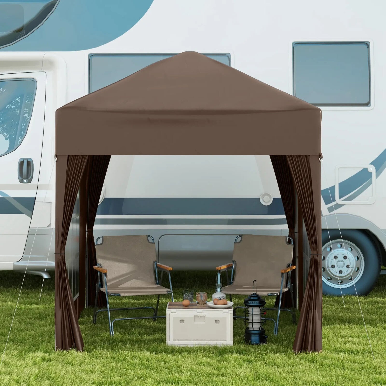 2m x 2m Pop Up Gazebo Party Tent Canopy with Doors Windows and Carry Bag Outdoor - Home and Garden Furniture Shop - rustic - furniture