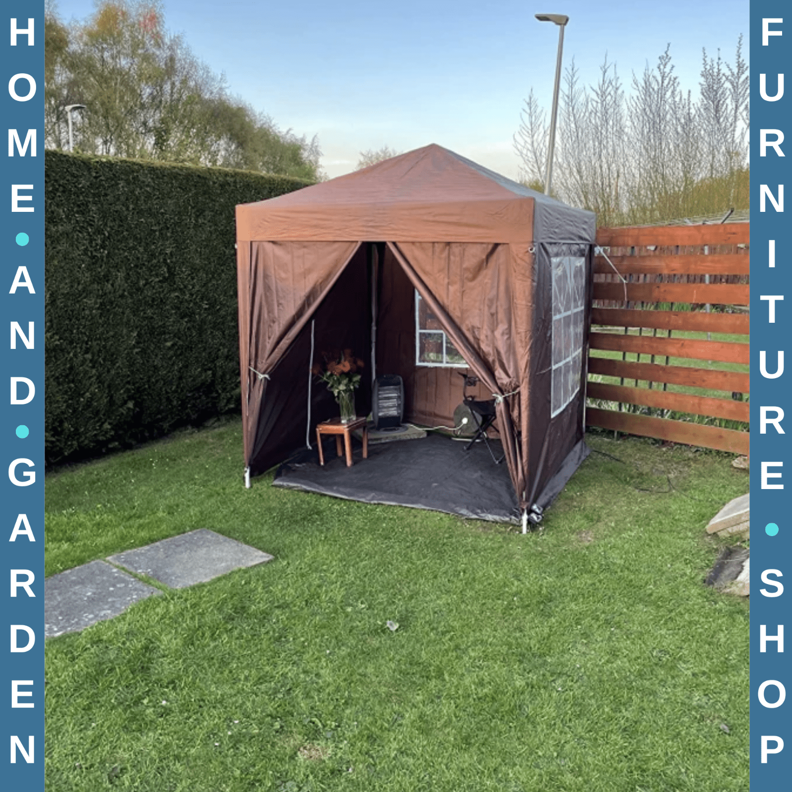 2m x 2m Pop Up Gazebo Party Tent Canopy with Doors Windows and Carry Bag Outdoor - Home and Garden Furniture Shop - rustic - furniture