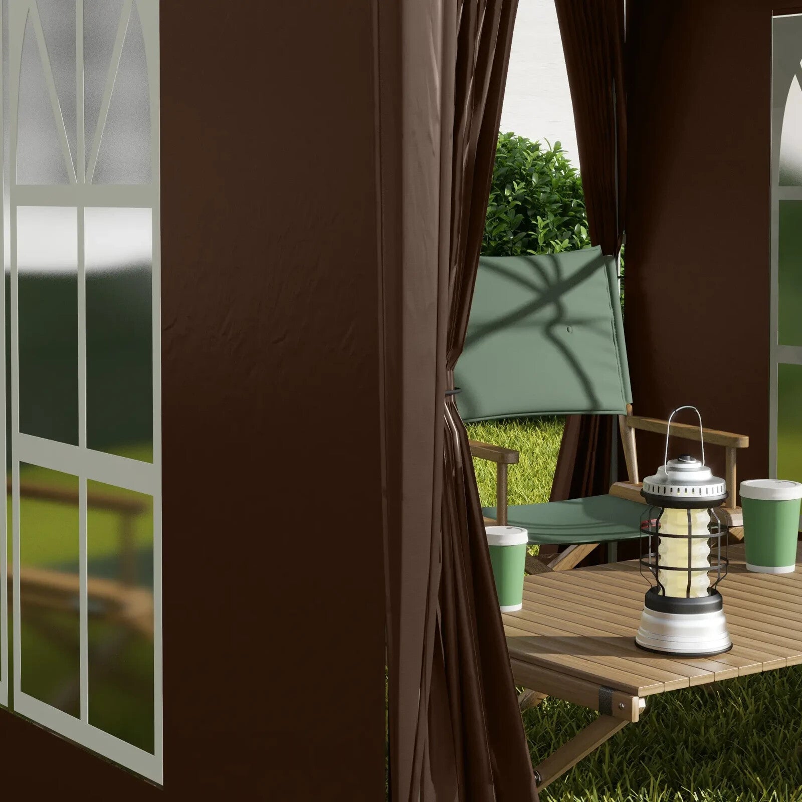 2m x 2m Pop Up Gazebo Party Tent Canopy with Doors Windows and Carry Bag Outdoor - Home and Garden Furniture Shop - rustic - furniture