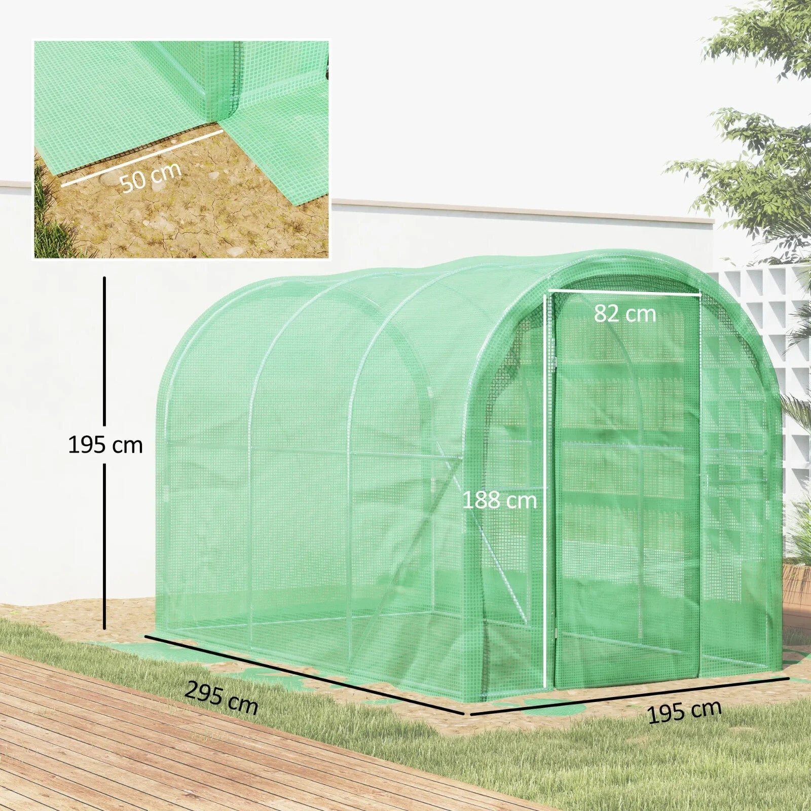 3 × 2 × 2m Polytunnel Greenhouse Walk In Grow House w/ PE Cover and Hinged Door - Home and Garden Furniture Shop - rustic - furniture