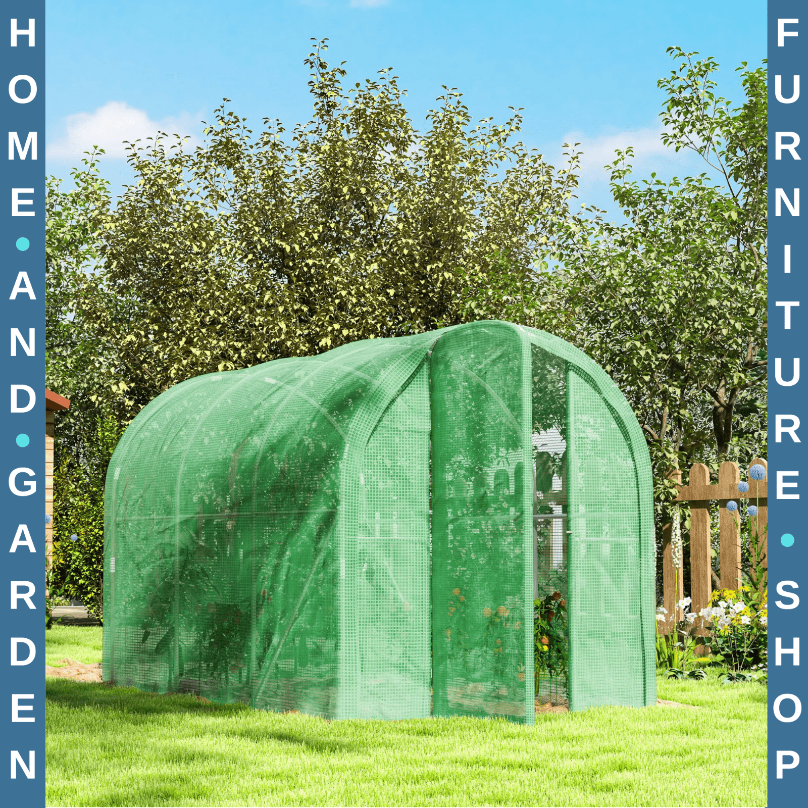 3 × 2 × 2m Polytunnel Greenhouse Walk In Grow House w/ PE Cover and Hinged Door - Home and Garden Furniture Shop - rustic - furniture