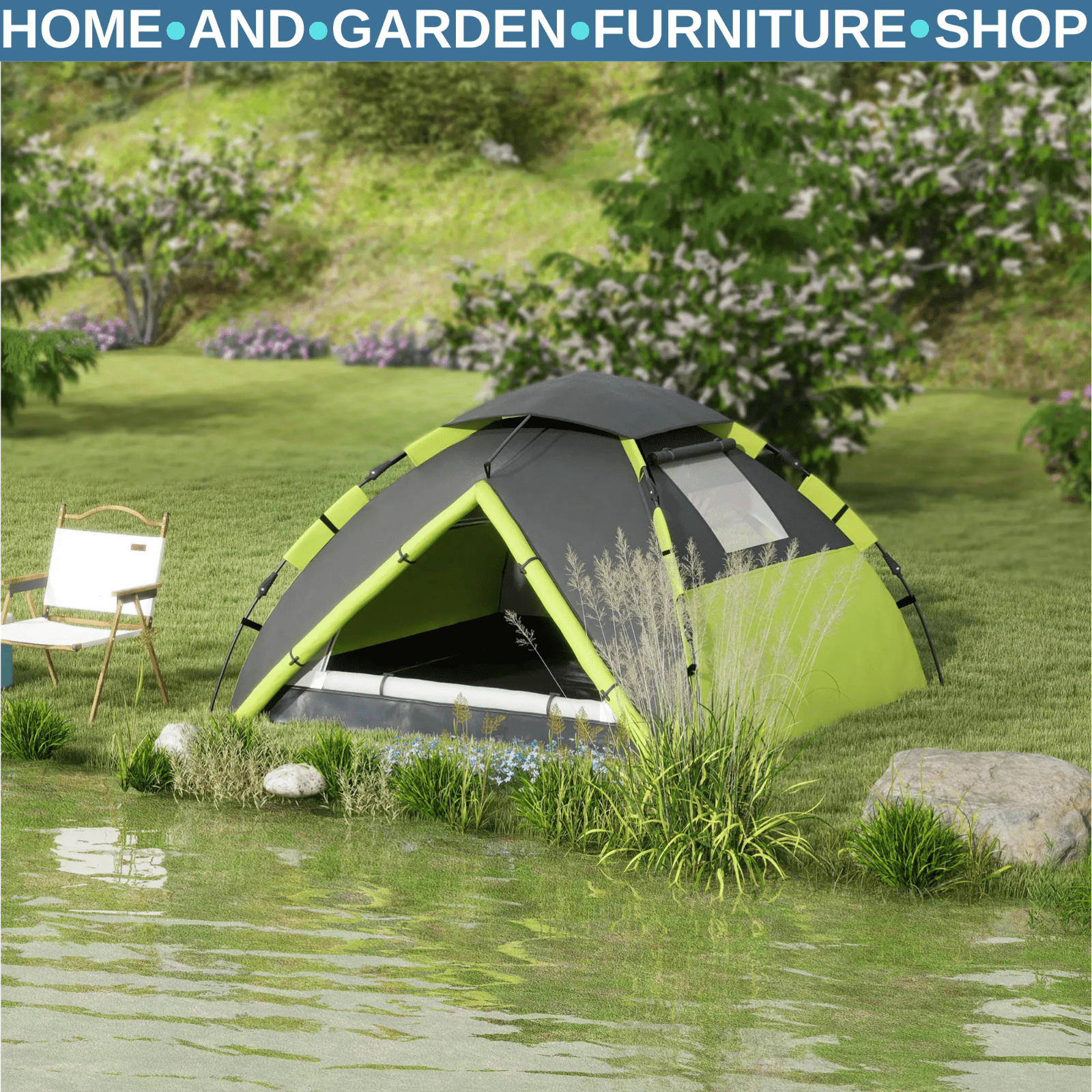 3 - 4 Man Camping Tent Waterproof 2000mm Family Tent with Bag Quick Outdoor Setup - Home and Garden Furniture Shop - rustic - furniture