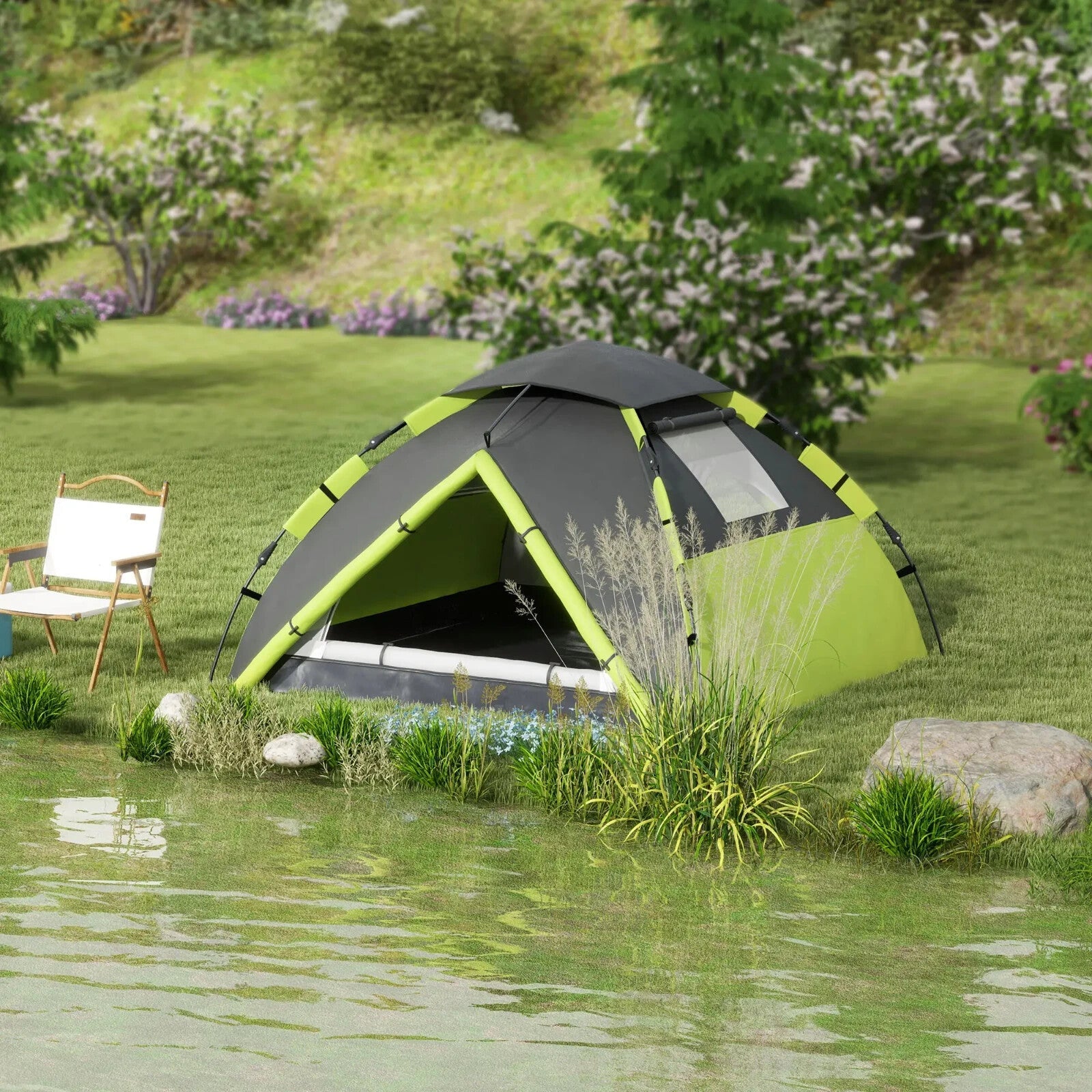 3 - 4 Man Camping Tent Waterproof 2000mm Family Tent with Bag Quick Outdoor Setup - Home and Garden Furniture Shop - rustic - furniture