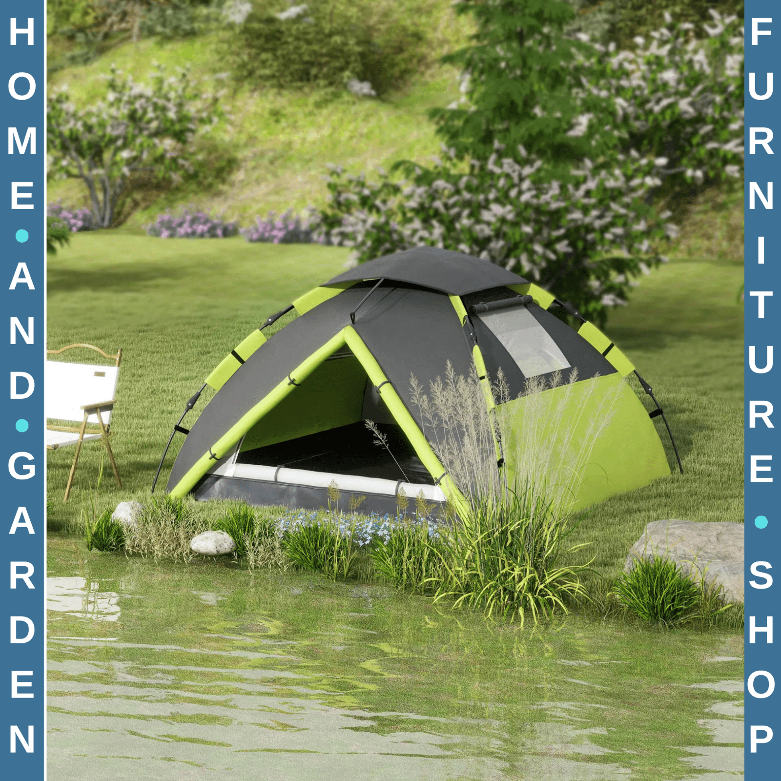 3 - 4 Man Camping Tent Waterproof 2000mm Family Tent with Bag Quick Outdoor Setup - Home and Garden Furniture Shop - rustic - furniture