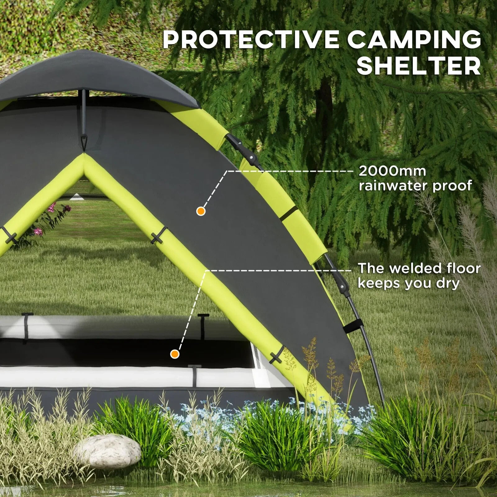 3 - 4 Man Camping Tent Waterproof 2000mm Family Tent with Bag Quick Outdoor Setup - Home and Garden Furniture Shop - rustic - furniture