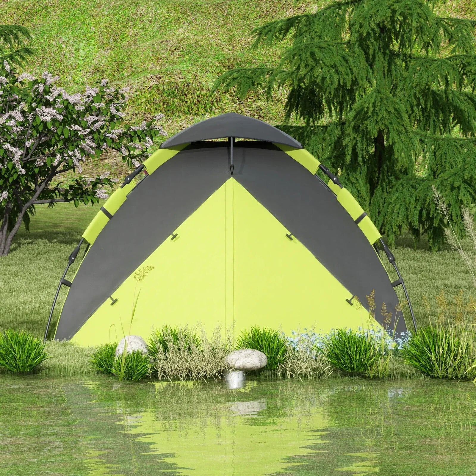 3 - 4 Man Camping Tent Waterproof 2000mm Family Tent with Bag Quick Outdoor Setup - Home and Garden Furniture Shop - rustic - furniture