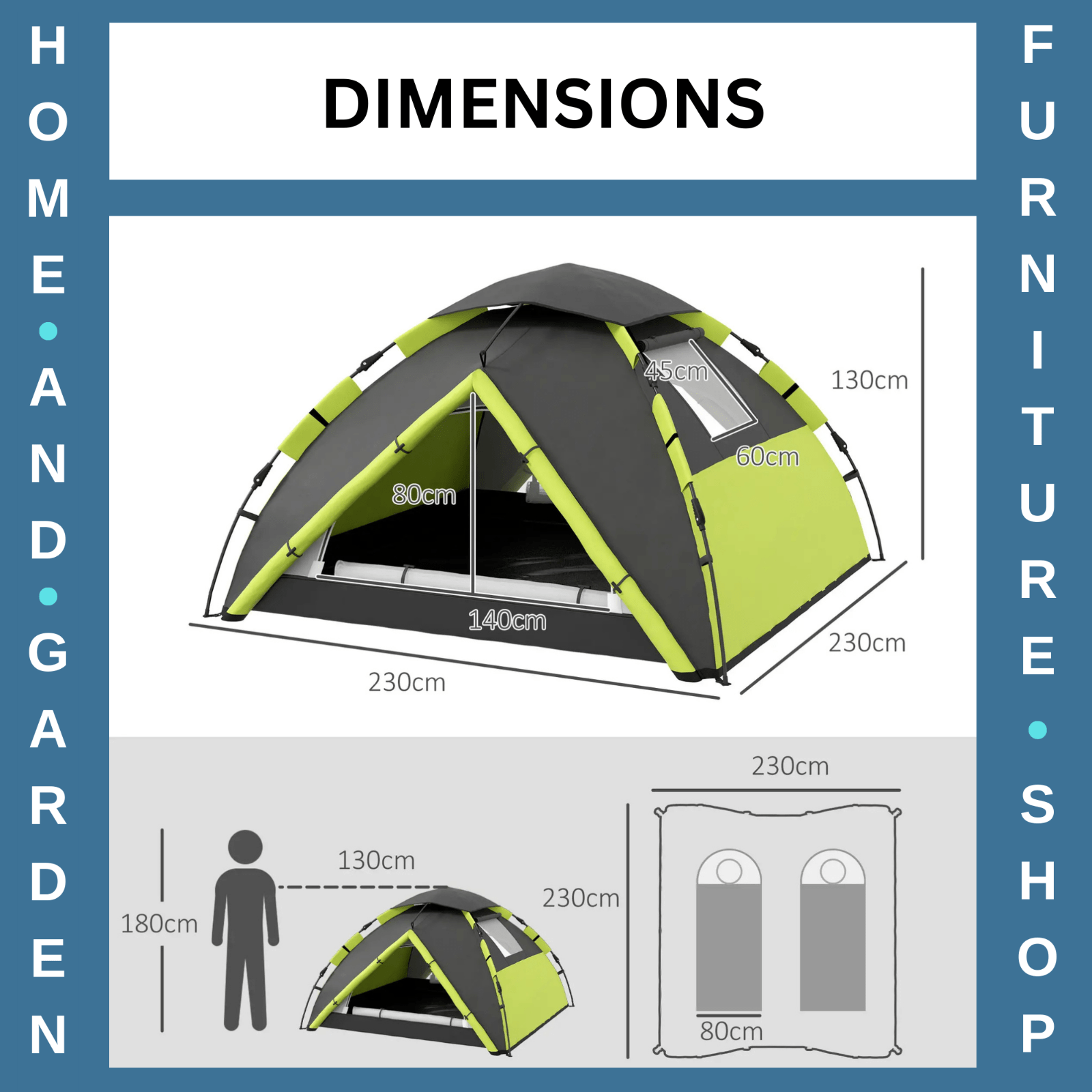 3 - 4 Man Camping Tent Waterproof 2000mm Family Tent with Bag Quick Outdoor Setup - Home and Garden Furniture Shop - rustic - furniture
