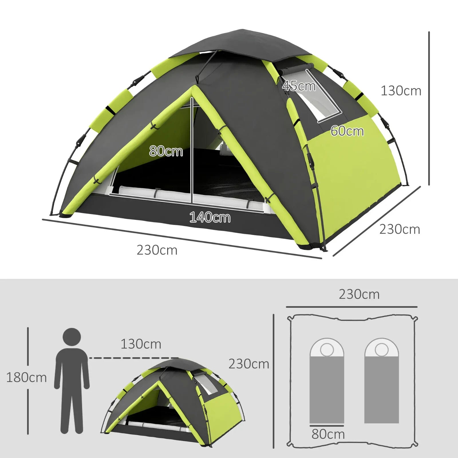 3 - 4 Man Camping Tent Waterproof 2000mm Family Tent with Bag Quick Outdoor Setup - Home and Garden Furniture Shop - rustic - furniture