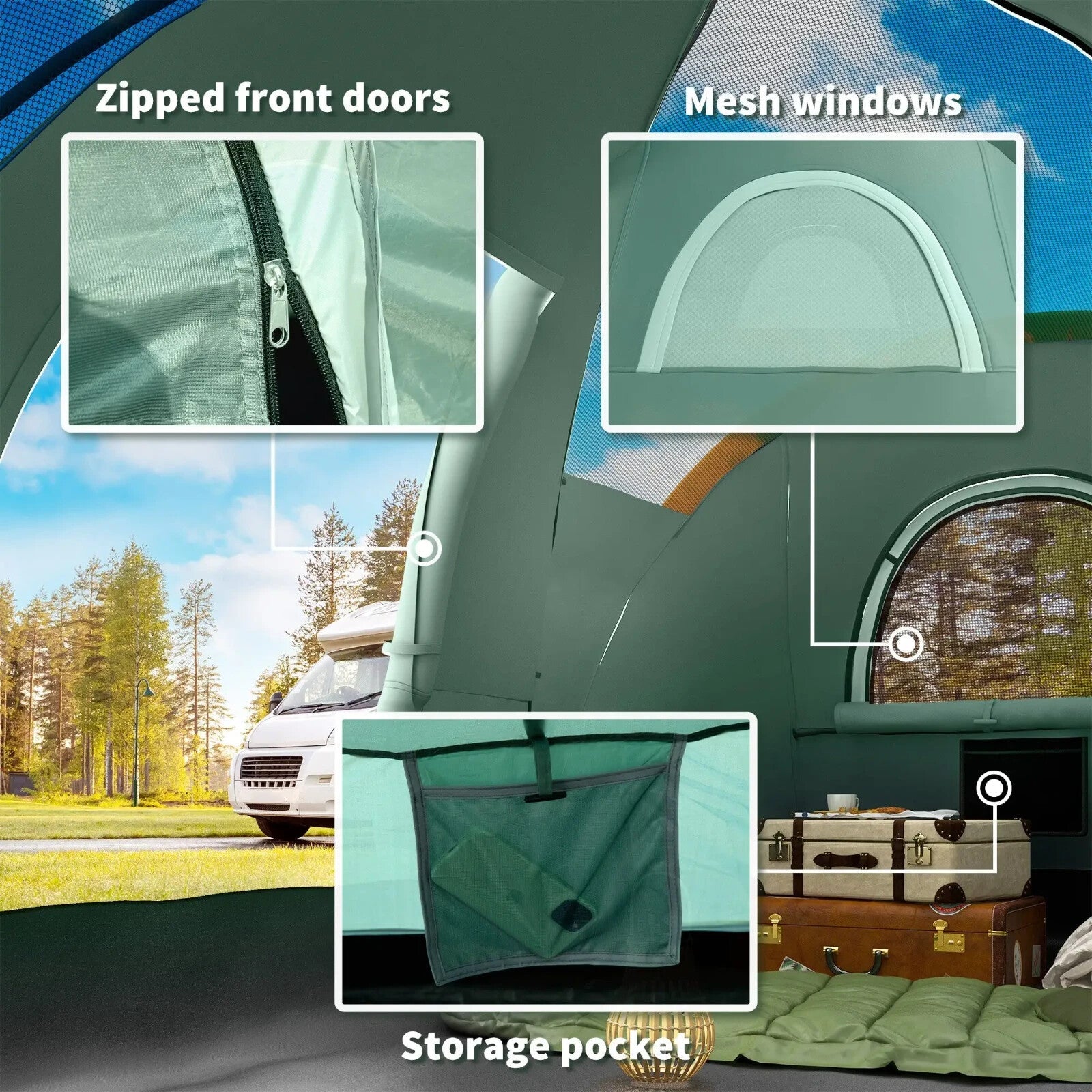 3 - 4 Man Dome Camping Tent with UV Protection and 3000mm Water Resistant Shelter - Home and Garden Furniture Shop - rustic - furniture