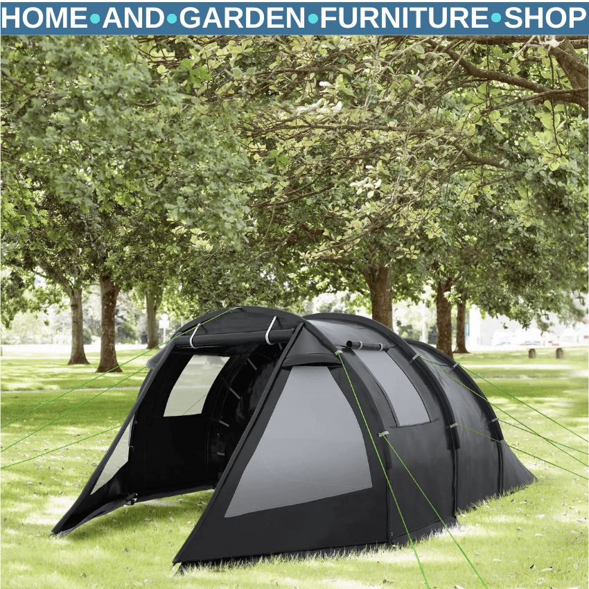 3 - 4 Man Tunnel Camping Tent with 2 Rooms Windows & Carry Bag for Hiking Fishing - Home and Garden Furniture Shop - rustic - furniture