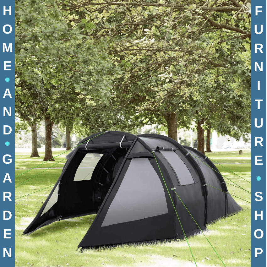 3 - 4 Man Tunnel Camping Tent with 2 Rooms Windows & Carry Bag for Hiking Fishing - Home and Garden Furniture Shop - rustic - furniture