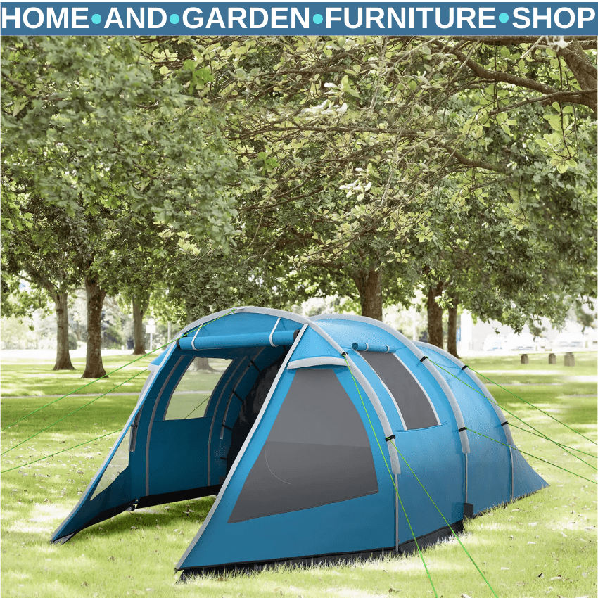 3 - 4 Man Tunnel Camping Tent with 2 Rooms Windows & Carry Bag for Hiking Fishing - Home and Garden Furniture Shop - rustic - furniture
