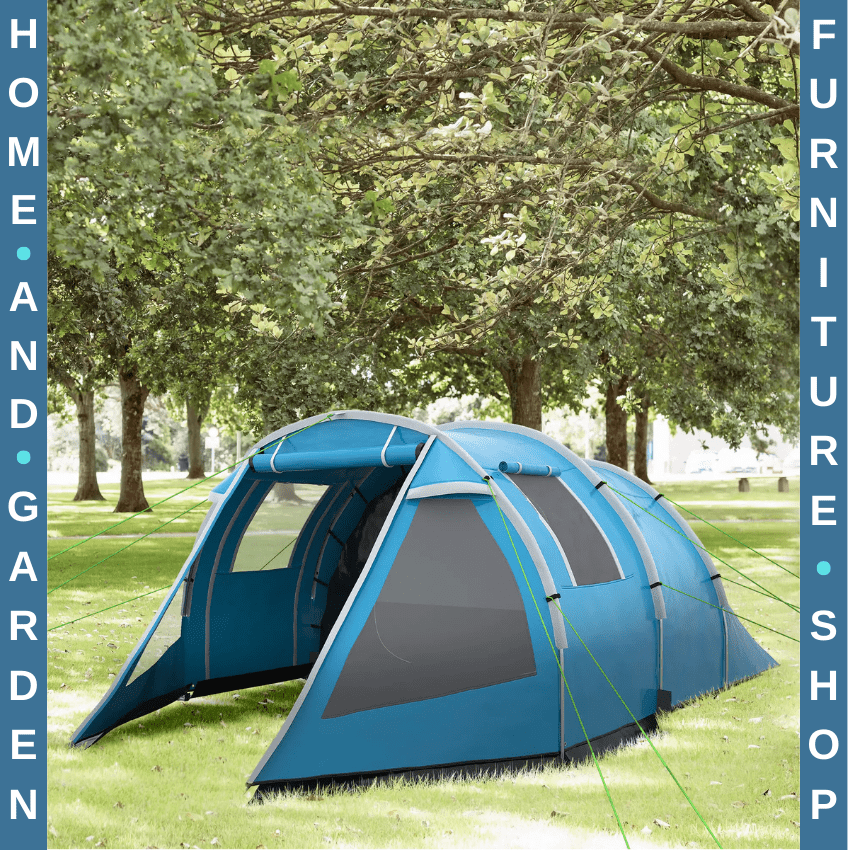 3 - 4 Man Tunnel Camping Tent with 2 Rooms Windows & Carry Bag for Hiking Fishing - Home and Garden Furniture Shop - rustic - furniture