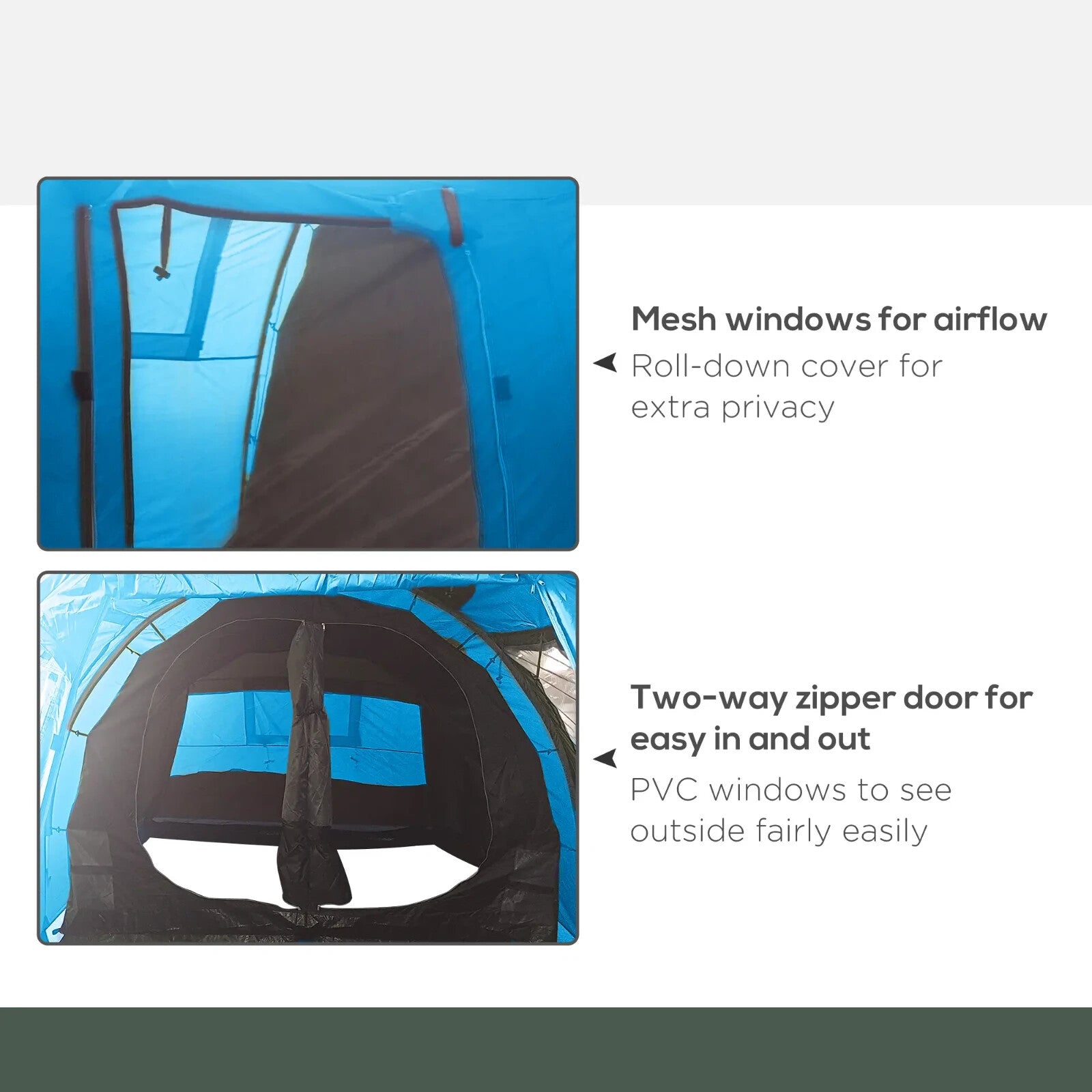 3 - 4 Man Tunnel Camping Tent with 2 Rooms Windows & Carry Bag for Hiking Fishing - Home and Garden Furniture Shop - rustic - furniture
