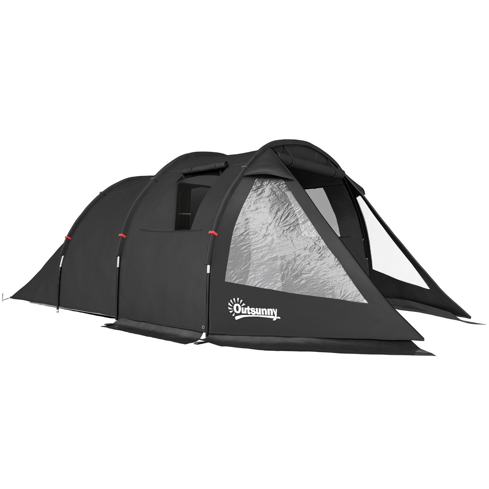 3 4 Man Tunnel Tent Black Air Vents Carry Bag Festival Fibreglass Poles FOXDEN - Home and Garden Furniture Shop - rustic - furniture